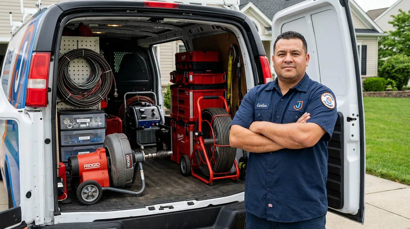 Professional drain cleaning equipment and Johns Plumbing LLC plumber in Burgaw