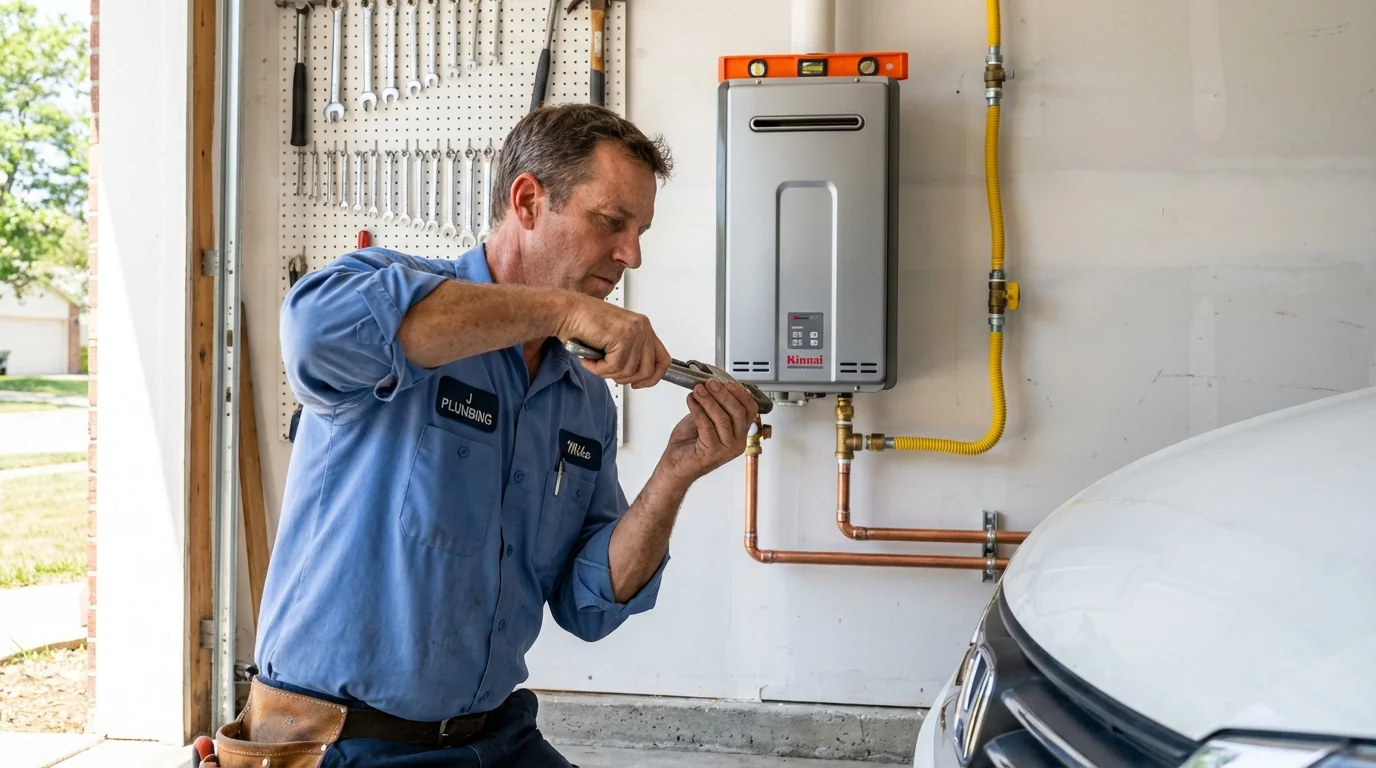 Tankless water heater installation by a Johns Plumbing LLC plumber in Burgaw